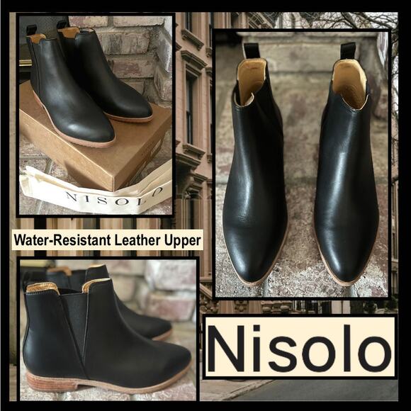 Nisolo Eva Everyday Chelsea Black Boot and Drawstring Storage Bag Size 9 - Picture 1 of 7